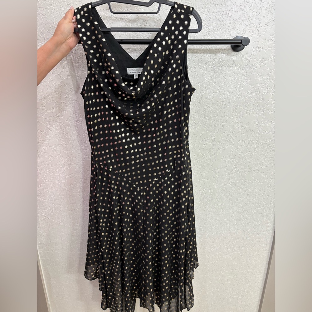Signature by Robbie Bee Black Dress with Gold Dots
